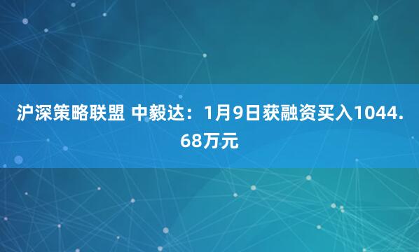 沪深策略联盟 中毅达:1月9日获融资买入1044.68万元