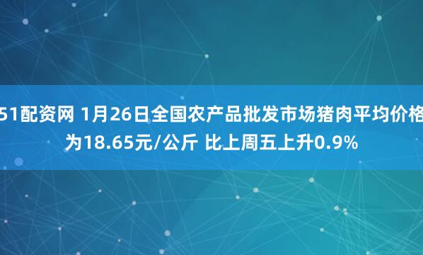51配资网 1月26日全国农产品批发市场猪肉平均价格为18.65元/公斤 比上周五上升0.9%